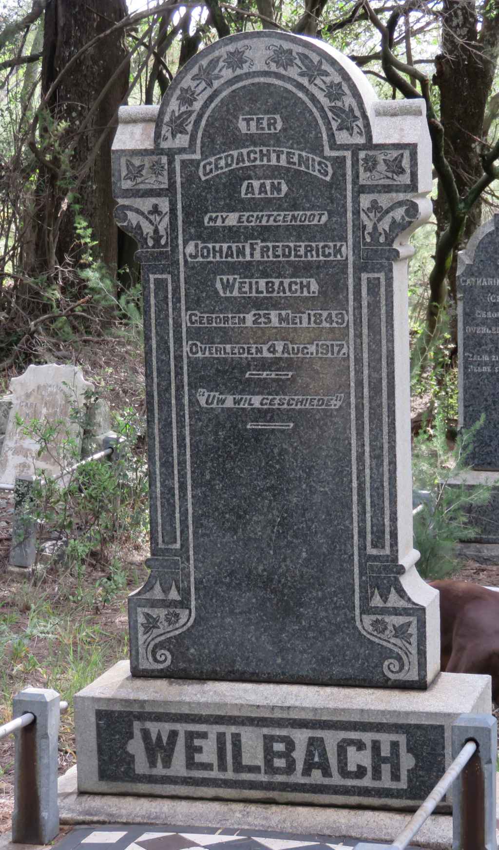 gravestone Johan Frederick Weilbach 